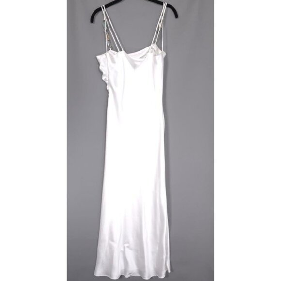 ZARA Women's Dress LARGE Multicolor Chain Strap Satin White Midi Maxi 7756/362 - Picture 3 of 12